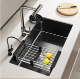 NoirCascade Waterfall Kitchen Sink Set – Black Stainless Steel Undermount Sink | Luxury Single Bowl Workstation