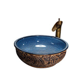 Verona Marble Effect Vessel Sink Set – Ceramic Countertop Basin with Waterfall Tap | Luxury Bathroom Suite