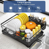 AquaDrain Pro Dish Rack – Large Rustproof Kitchen Drying Station | Fast-Flow Drainboard & Utensil Organiser