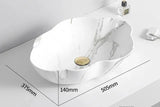 MarbleLuxe Ovalis Vessel Sink – Marble Pattern Ceramic Countertop Basin