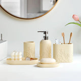 EleganceLine Luxury Resin Bathroom Accessory Set – 5-Piece Engraved Countertop Collection | Modern Classic Bathroom Décor
