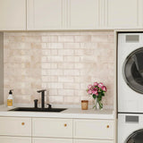 Travéline Stone Subway Panels – Peel & Stick Beige Backsplash Tiles | Waterproof 3D Kitchen & Bathroom Wall Décor