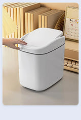 DeskEase Mini Waste Bin – Compact Swing Lid Desk Bin | Modern Desktop Organiser