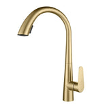 Aurevo Pull-Down Kitchen Mixer Tap – Brushed Gold Stainless Steel Faucet | Modern Hot & Cold Sink Sprayer