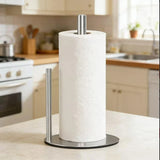 CounterEase Stainless Steel Paper Towel Holder – Countertop Paper Towel Stand | Weighted Base | Space-Saving Kitchen Organizer