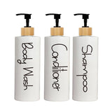 Nordelle Bamboo Refillable Dispenser Set – 3-Piece Bathroom Pump Bottle Collection for Shampoo, Soap & Lotion | Modern Spa-Inspired Storage