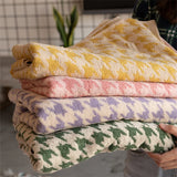 Maison Échelon Houndstooth Cotton Face Towel – Luxury Jacquard Hand Towel | Soft Vintage Bathroom Linen