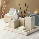 Bellaverto Beige Travertine Bathroom Accessory Set – Natural Stone Spa Collection | Luxury Marble Bathroom Décor