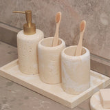 Ravellia Travertine Bathroom Accessories Set – Natural Stone Luxury Vanity Collection | Spa-Inspired Bathroom Décor