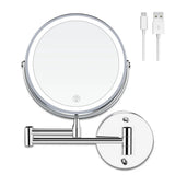 AuraVue LuxeBeam LED Vanity Mirror – Rechargeable Wall-Mounted Makeup Mirror with 1X/10X Magnification & Adjustable Lighting
