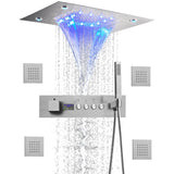ThermoSlate LED Shower Mixer Valve – Matte Black Brass Thermostatic Control System | Smart Luxury Bathroom Upgrade
