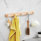 Novalith SARIHOSY Black Wooden Wall Hook Rack – 5-Hook Modern Coat & Towel Organiser | Wall-Mounted Storage for Bathroom, Kitchen & Hallway