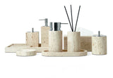 Bellaverto Beige Travertine Bathroom Accessory Set – Natural Stone Spa Collection | Luxury Marble Bathroom Décor