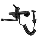 FlowMaster Wall-Mounted Kitchen Tap – Stainless Steel Mixer Faucet | Pull-Out Side Sprayer & 360° Swivel