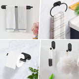 Velaro No-Drill Stainless Steel Bathroom Accessory Set – Self-Adhesive Modern Towel & Robe Holders | Brushed Metal Finish