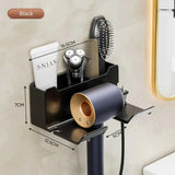 AeroNest No-Drill Hair Dryer Organiser – Dual-Layer Wall Storage Rack | Space-Saving Bathroom Styling Holder