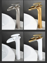ArcticCascade Basin Mixer – White Waterfall Bathroom Faucet | Contemporary Single Lever Sink Tap