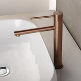 LuxeRose Tall Brushed Rose Gold Basin Mixer Tap – Single-Handle Bathroom Faucet for Vessel Sinks | Modern Hot & Cold Deck-Mounted Design