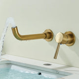 Auricelle Wall Basin Mixer Tap – Brushed Gold Concealed Bathroom Faucet | 360° Swivel Spout & Modern Brass Design