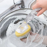 BristleFlow Soap-Release Dish Brush Kit – Refillable Kitchen Scrubber with Replaceable Sponge Heads | Eco-Friendly Cleaning Tool
