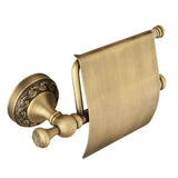 IronCrest Vintage Toilet Roll Holder – Antique Black Wall-Mounted Bathroom Accessory with Engraved Metal Finish