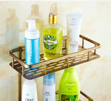 Kensington Vale Brass Corner Shelf – Antique Bronze Bathroom Basket | Luxury Vintage Shower Storage