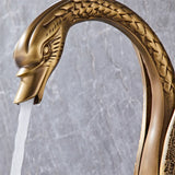 Aurelia Swan Waterfall Basin Mixer – Luxury Gold Brass Bathroom Faucet | Elegant Single Lever Sink Tap
