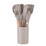 MaisonChef Silicone Utensil Set – 12-Piece Wooden Handle Cooking Tools | Heat-Resistant Kitchen Essentials