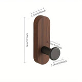 Eloria NordicWood Self-Adhesive Walnut Wall Hooks – Scandinavian Minimalist Coat & Towel Hooks (2 or 5 Piece Set) | Drill-Free Wooden Storage Solution