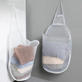 Eloria FlexiStore Foldable Hanging Laundry Basket – Breathable Cotton Mesh Clothes Organiser | Space-Saving Door & Wall-Mounted Laundry Storage Bag