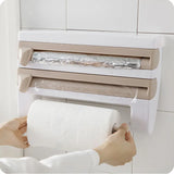 Velmora MultiFix 4-in-1 Wall-Mounted Kitchen Roll Holder – Self-Adhesive Organiser with Foil Cutter, Bottle Rack & Tissue Dispenser | Space-Saving Kitchen Storage System