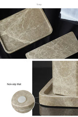 Valdore Emperador Marble Bathroom Accessories Set – 7-Piece Natural Stone Luxury Collection | Spa-Inspired Bathroom Décor