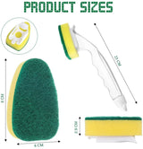 BristleFlow Soap-Release Dish Brush Kit – Refillable Kitchen Scrubber with Replaceable Sponge Heads | Eco-Friendly Cleaning Tool