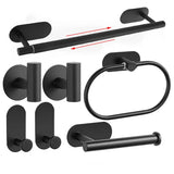 Velaro No-Drill Stainless Steel Bathroom Accessory Set – Self-Adhesive Modern Towel & Robe Holders | Brushed Metal Finish