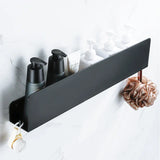 NoirSpace Wall Storage Shelf – Matte Black Aluminium Organiser with Hooks | Modern Bathroom & Kitchen Rack