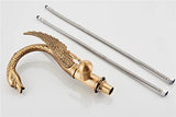 Aurelia Swan Waterfall Basin Mixer – Luxury Gold Brass Bathroom Faucet | Elegant Single Lever Sink Tap