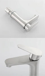 PureSteel Basin Mixer Tap – 304 Stainless Steel Bathroom Faucet | Modern Hot & Cold Sink Mixer
