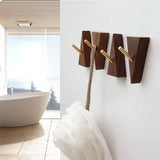Aurivane Geometric Wall Hook – Solid Wood & Brass Hanging Hook | Modern Minimalist Key & Coat Holder