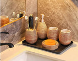 Hanaéri Ceramic Bathroom Accessories Set – Japanese-Inspired Luxury Vanity Collection | Vintage Spa Bathroom Décor