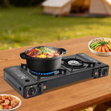 CampChef Duo 2-Burner Camping Stove – 2.5kW Butane/LPG Gas Cooker | Piezo Ignition | Griddle Tray & Carry Case