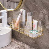 NoirLuxe Bathroom Cup Holder – Black & Gold Wall Organiser | No-Drill Toothbrush & Rinse Cup Rack