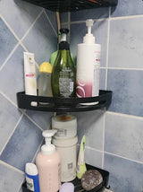 NoirVault Adhesive Shower Shelf Set – Drill-Free Bathroom Storage Organiser | Waterproof Wall Caddy System