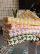 Maison Échelon Houndstooth Cotton Face Towel – Luxury Jacquard Hand Towel | Soft Vintage Bathroom Linen