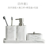 MarbleLuxe 4-Piece Bathroom Accessory Collection – Resin Marble Effect Countertop Set | Luxury Bathroom Organisation