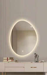 NovaLume LED Vanity Mirror – Irregular Frameless Wall Mirror | Touch-Control Ambient Lighting