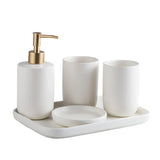 Nordelle Ceramic Bathroom Accessory Set – 4-Piece Scandinavian Vanity Collection | Minimalist Soap & Toothbrush Organiser