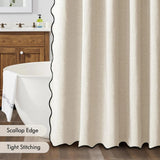 Velouré Scalloped Shower Curtain – Waterproof Luxury Bathroom Curtain | Elegant Wave Edge Design
