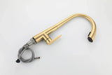 Aurevo Pull-Down Kitchen Mixer Tap – Brushed Gold Stainless Steel Faucet | Modern Hot & Cold Sink Sprayer