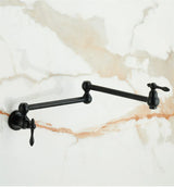 Aurelius Wall Pot Filler Tap – Brushed Gold Folding Kitchen Faucet | Luxury Brass Stove Filler