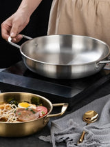 CasaFlame Stainless Steel Paella Pan – Multi-Purpose Sauce & Seafood Cooking Pan | Durable Kitchen Cookware